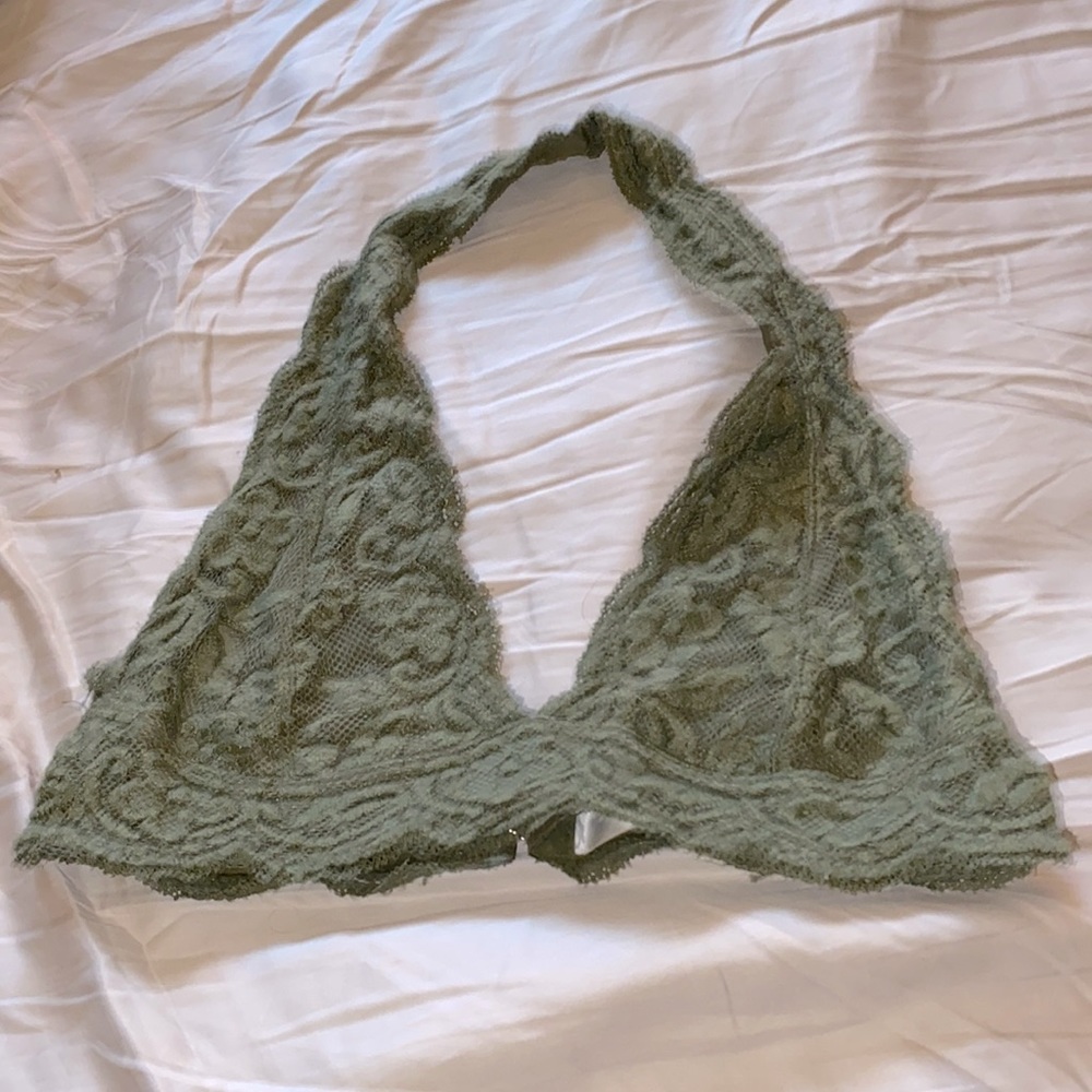 Green Lace Free People Halter Top.